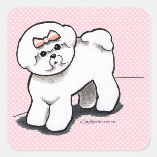 Girly Bichon Frise Square Sticker