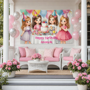 Girly Birthday Party Pink Personalised Banner