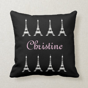 Girly Black and White French Style Eiffel Towers Cushion