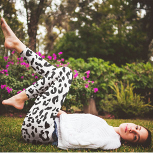 Girly Black and White Leopard Spot Leggings