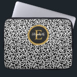 Girly Black Gold Leopard Monogram Laptop Sleeve<br><div class="desc">A black and white leopard pattern with a gold and black elegant monogram decorates this laptop sleeve. Personalise it for yourself or for a gift! Designed for you by Blackberry Boulevard.</div>