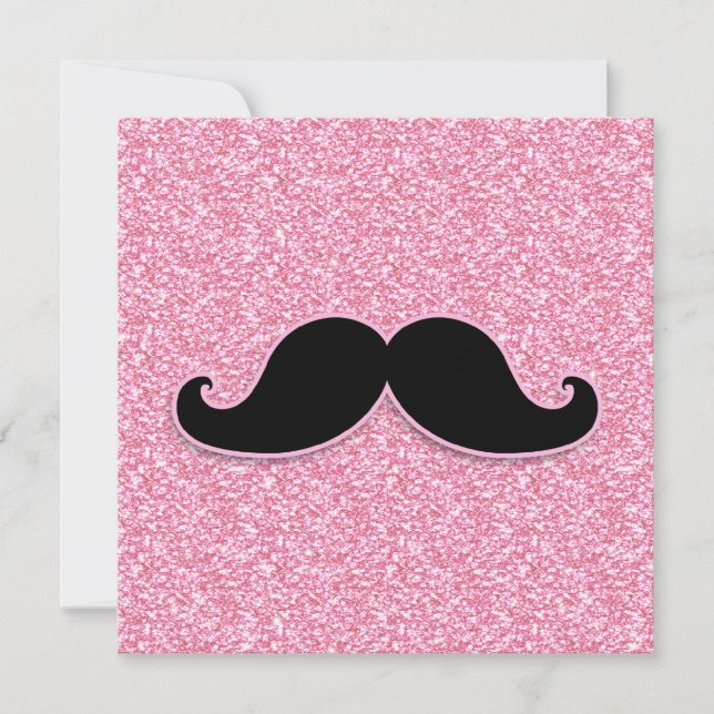 GIRLY BLACK MUSTACHE PINK GLITTER PRINTED (Front)