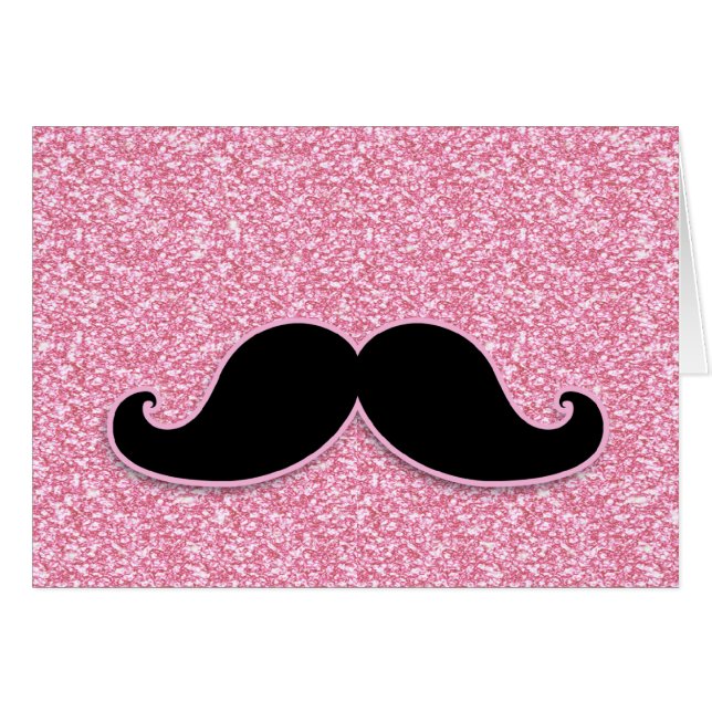 GIRLY BLACK MUSTACHE PINK GLITTER PRINTED (Front Horizontal)