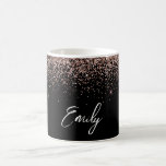 Girly Black Rose Gold - Blush Pink Glitter Coffee Mug<br><div class="desc">Girly Black and Rose Gold - Blush Pink Sparkle Glitter Brushed Metal Monogram Name and Initial Coffee Cup or Mug. This makes the perfect sweet 16 birthday,  wedding,  bridal shower,  anniversary,  baby shower or bachelorette party gift for someone that loves glam luxury and chic styles.</div>