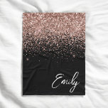 Girly Black Rose Gold Blush Pink Glitter Monogram Fleece Blanket<br><div class="desc">Black and Rose Gold - Blush Pink Sparkle Glitter Script Monogram Name and Initial Fleece Blanket. This makes the perfect sweet 16 birthday,  wedding,  bridal shower,  anniversary,  baby shower or bachelorette party gift for someone that loves glam luxury and chic styles.</div>