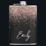 Girly Black Rose Gold Blush Pink Glitter Monogram Hip Flask<br><div class="desc">Girly Black and Rose Gold - Blush Pink Sparkle Glitter Brushed Metal Monogram Name and Initial Party Flask. This makes the perfect sweet 16 birthday,  wedding,  bridal shower,  anniversary,  baby shower or bachelorette party gift for someone that loves glam luxury and chic styles.</div>