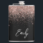 Girly Black Rose Gold Blush Pink Glitter Monogram Hip Flask<br><div class="desc">Girly Black and Rose Gold - Blush Pink Sparkle Glitter Brushed Metal Monogram Name and Initial Party Flask. This makes the perfect sweet 16 birthday,  wedding,  bridal shower,  anniversary,  baby shower or bachelorette party gift for someone that loves glam luxury and chic styles.</div>