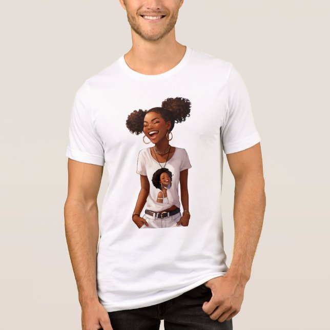 Girly Black Woman Sticker Illustration T-Shirt Tri-Blend Shirt (Front)