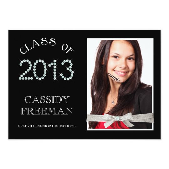 Girly Bling Diamond Grad 2013 Photo and Ribbon Card