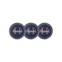 Girly Blue and Pink Script Monogram Name