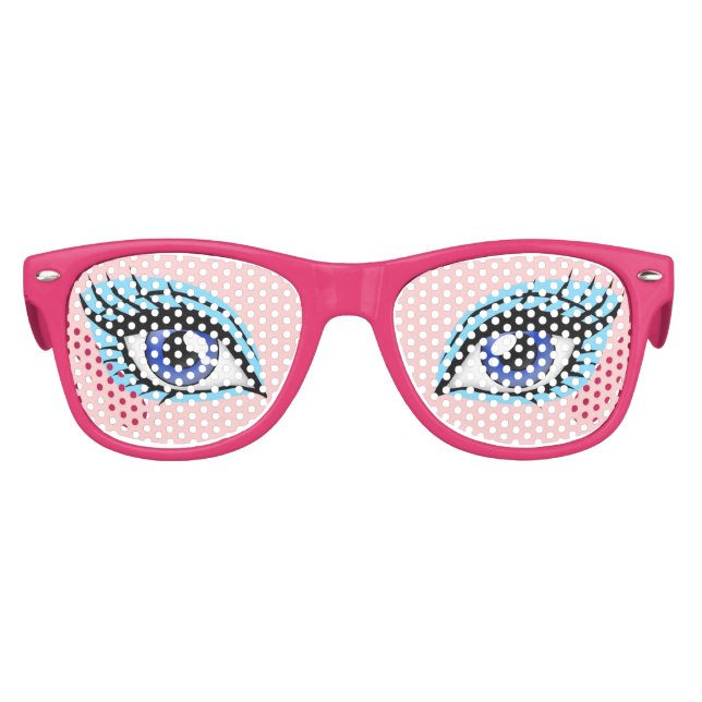 Girly Blue Doll Eyes Girl's Party Costume Glasses (Front)