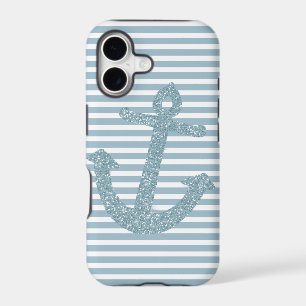 Girly Blue Glitter Anchor