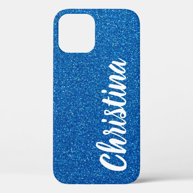 Girly Blue Glitter Name Personalised Case-Mate iPhone Case (Back)