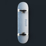 Girly blue Glitter Skateboard with Name<br><div class="desc">Easily personalise this custom pink faux glitter skateboard deck. Make this skateboard your own by adding your text. To access advanced editing tools, please go to "Personalise this template" and click on "Details", scroll down and press the "click to customise further" link. Ideal for any Occasion such as birthday or...</div>