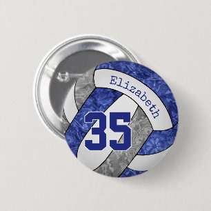 girly blue grey volleyball club team colours 6 cm round badge