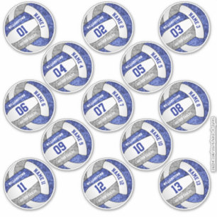 girly blue grey volleyball player names set of 13