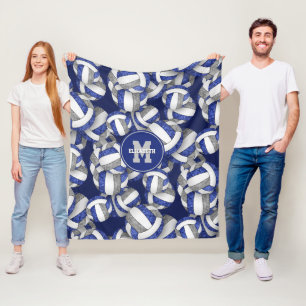 girly blue grey volleyball team colours fleece blanket