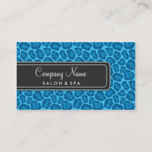 Girly Blue Leopard Salon Business Cards