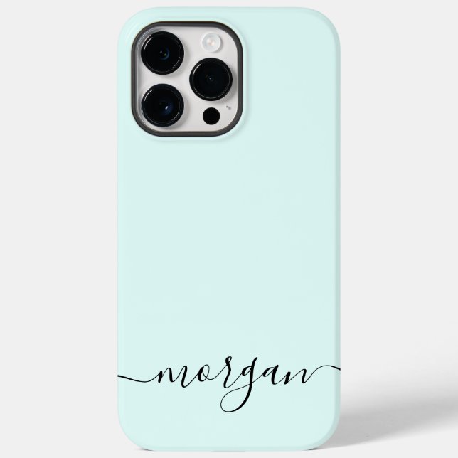 Girly Blue Monogram Modern Script Personalised Case-Mate iPhone Case (Back)
