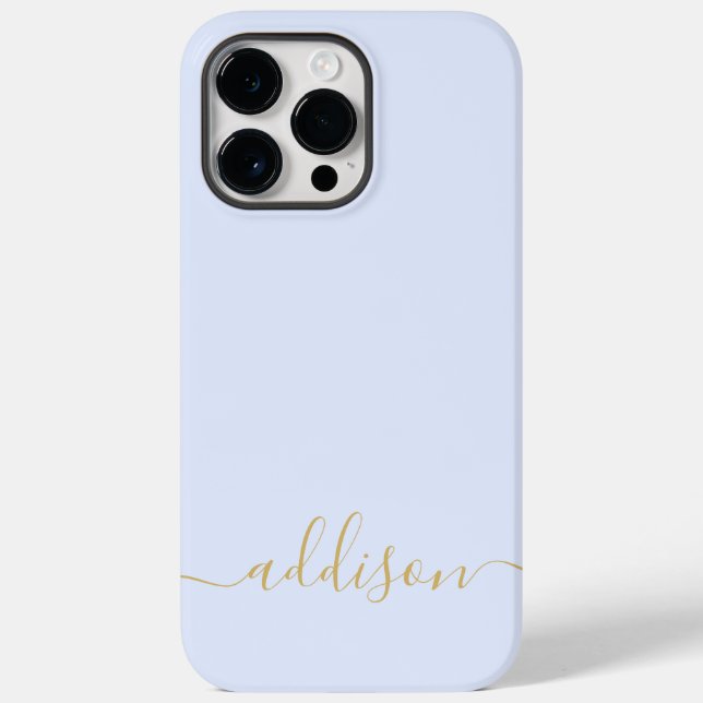 Girly Blue Monogram Modern Script Personalised Case-Mate iPhone Case (Back)