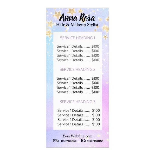 *~* Girly BLUE PINK Lashes Beauty Makeup  Glitter Rack Card (Front)