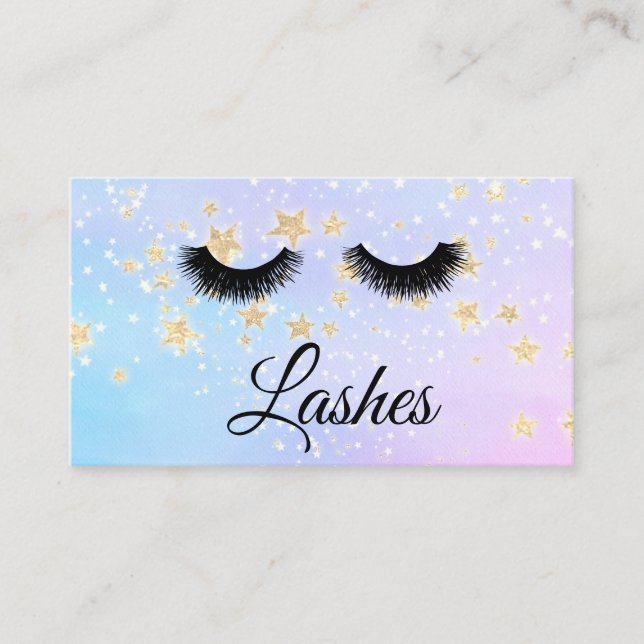*~* Girly BLUE PINK Lashes Extensions Glitter Business Card (Front)