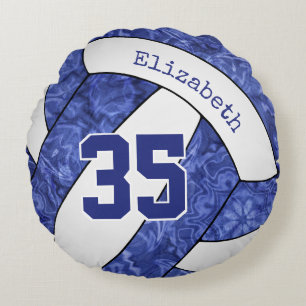 girly blue white volleyball team colors gifts round cushion