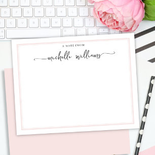 Girly Blush Border Stylish Calligraphy Script  Card