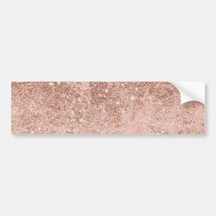 Girly blush coral faux rose gold glitter marble bumper sticker