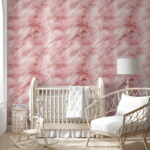 Girly Blush Pink Animal Faux Fur (image of fur) Wallpaper