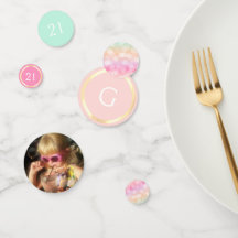 Girly Blush Pink Any Age Birthday Photo Initial