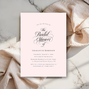 Girly Blush Pink Boho Wedding Script Bridal Shower Invitation