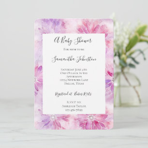 Girly Blush Pink Chic Lavender Floral Baby Shower Invitation