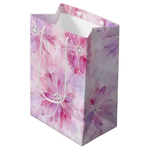 Girly Blush Pink Chic Lavender Floral Birthday Medium Gift Bag
