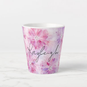 Girly Blush Pink Chic Lavender Floral  Latte Mug