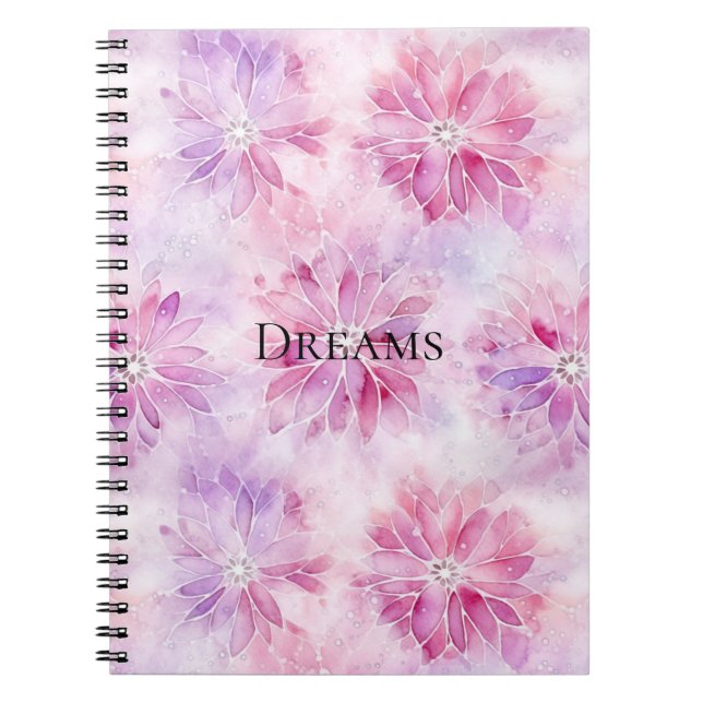 Girly Blush Pink Chic Lavender Floral   Notebook (Front)