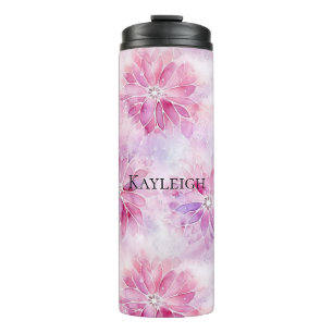 Girly Blush Pink Chic Lavender Floral   Thermal Tumbler