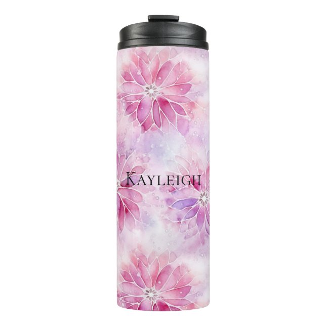 Girly Blush Pink Chic Lavender Floral   Thermal Tumbler (Front)