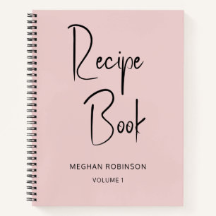 Girly Blush Pink Cookbook Personalised Recipe Notebook