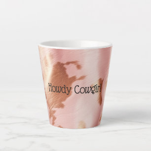 Girly Blush Pink Cream Brown Cowhide Latte Mug