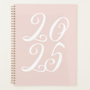 Girly blush pink custom script year typography planner