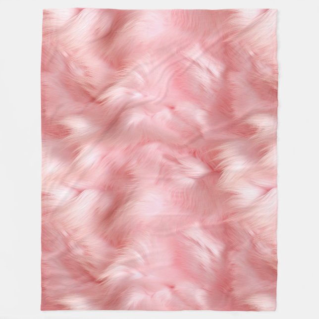 Girly Blush Pink Faux Fur Wrapping Paper Fleece Blanket (Front)