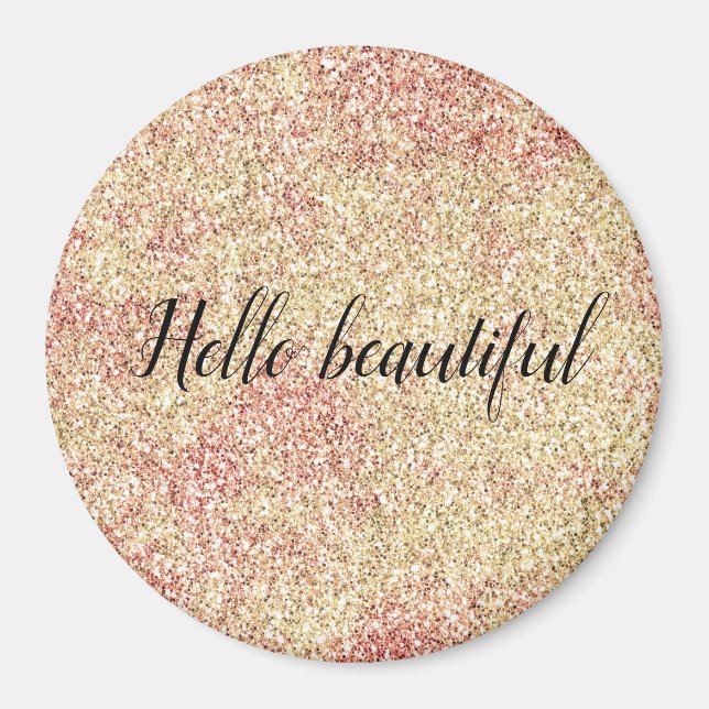 Girly Blush Pink Gold Glitter Print     Magnet (Front)
