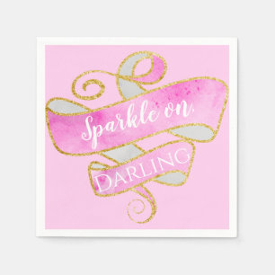 Girly Blush Pink Gold Glitter Sparkle On, Darling Napkin