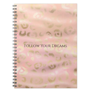 Girly Blush Pink Gold Leopard Animal Notebook