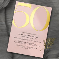 Girly Blush Pink & Gold | Women's 50th Birthday