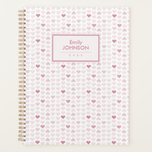 Girly Blush Pink Heart Pattern Planner