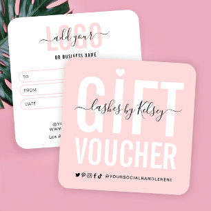 Girly Blush Pink Lash Salon Logo Gift Certificate