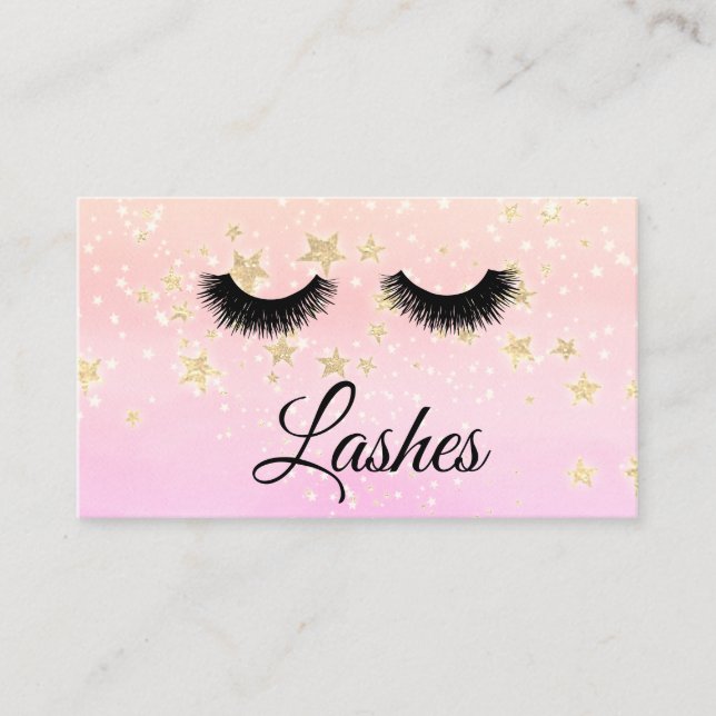 *~* Girly BLUSH PINK  Lashes Extensions Glitter Business Card (Front)