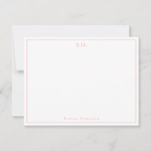 Girly Blush Pink Magenta Monogram Name Minimalist Card
